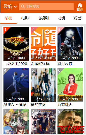 三十四套套飞飞CMS影视站模板下载